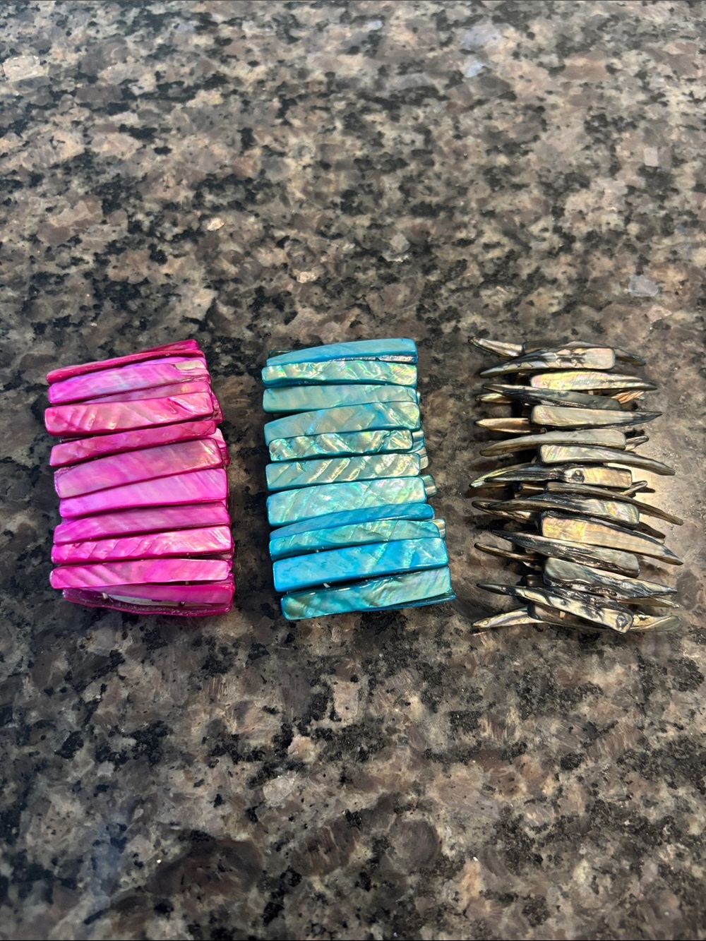 Individual Handmade Stacked Shell Stretch Bracelet